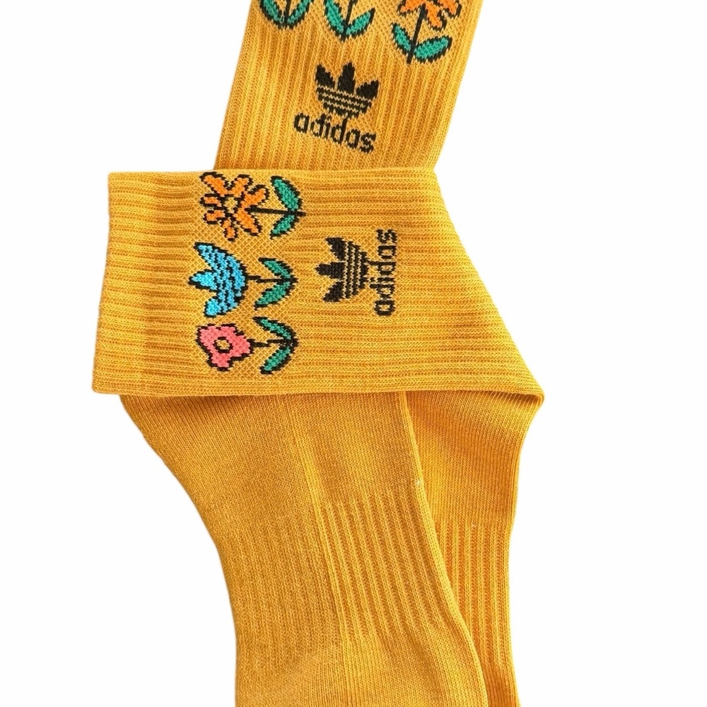 Adidas Originals Floral Crew Socks 3 Pack Women’s M Yellow Black White - NEW - Picture 5 of 12